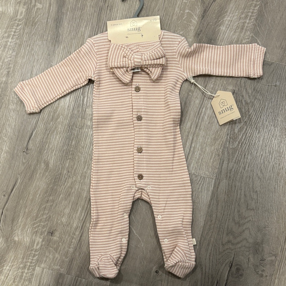 Kids Pink One Piece with Hair Bow
